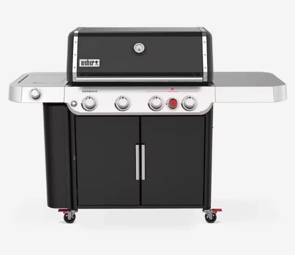 Weber Genesis SE-E-435 4-Burner Gas BBQ with LED Lights and Side Burner - Black Stainless