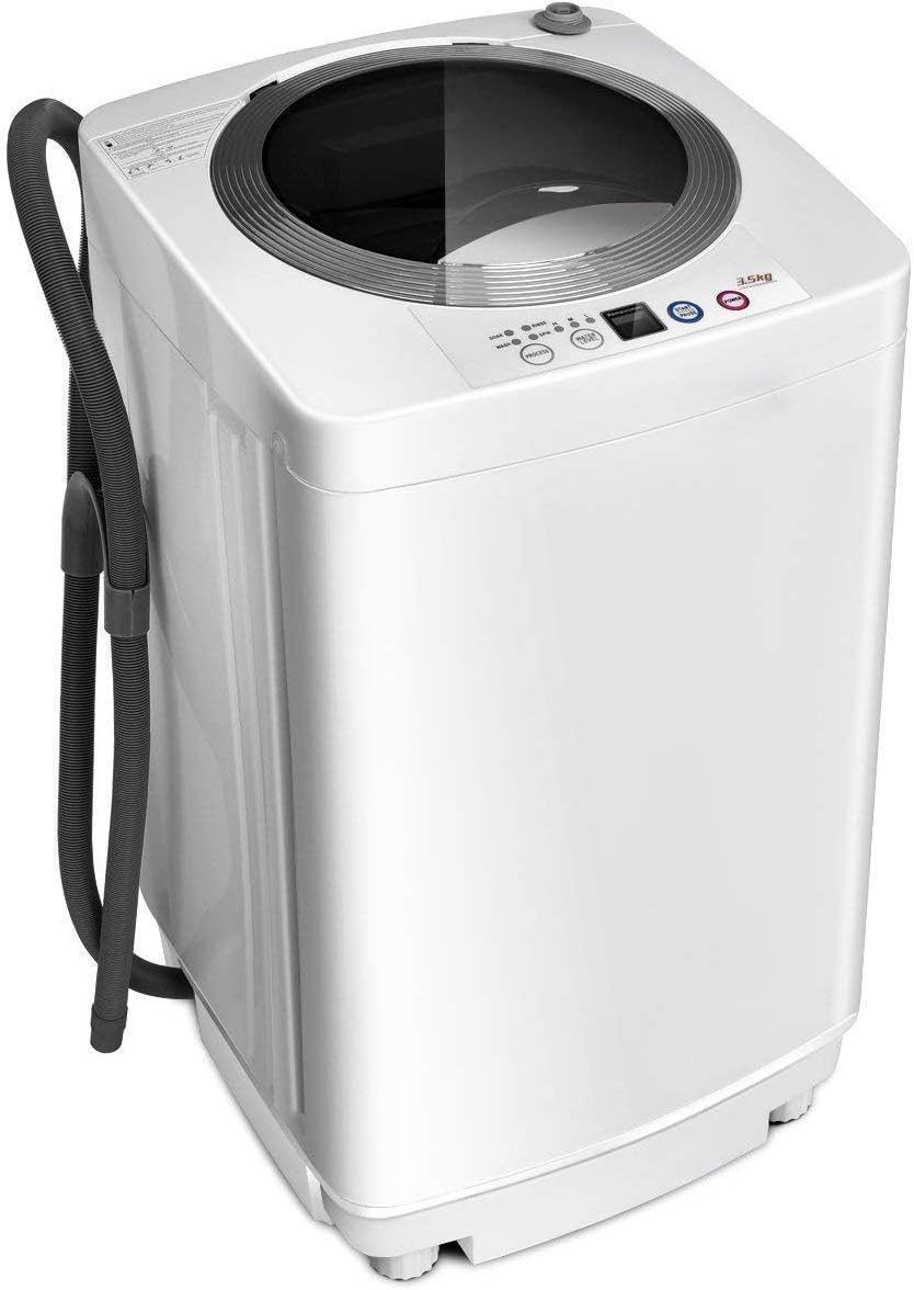 Portable washing machine. a combination of fully automatic washing machine and spin dryer. with built-in pump drainage system. capacity 8 pounds. suitable for compact washing and drying machines in apartments. campers and dormitories.
