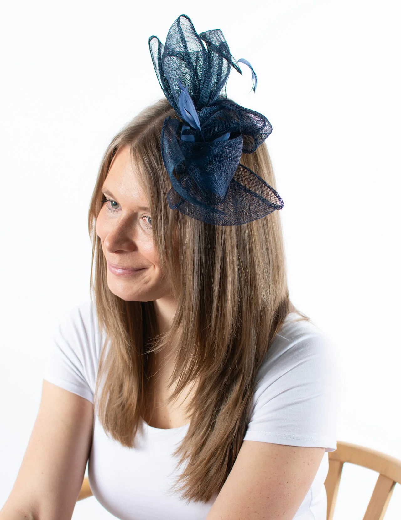Fascinator | Feather Detail Bow | Navy