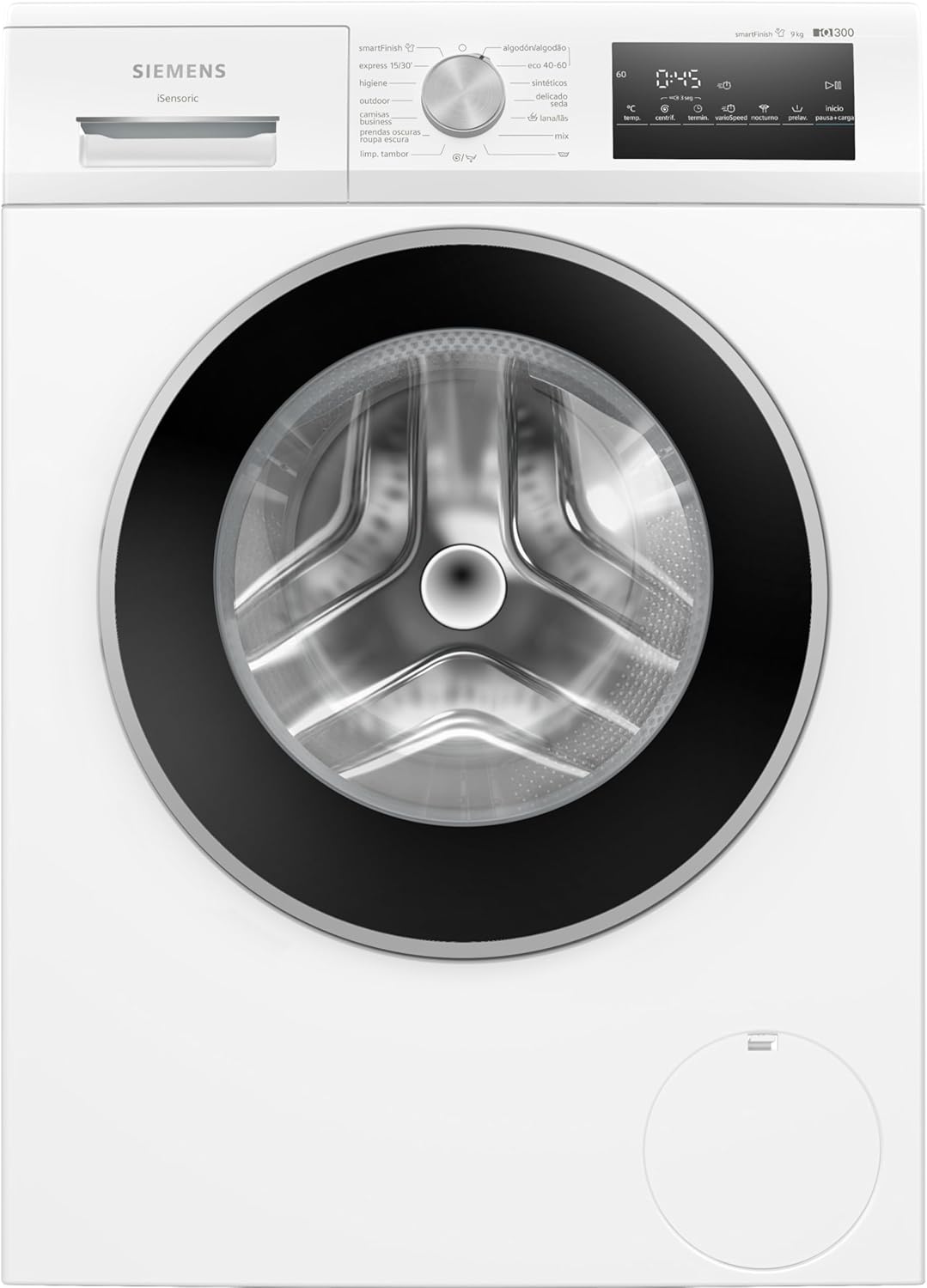 Siemens Waschmaschine, iQ300, 9 kg Kapazität, Schnellprogramme, smartFinish, weiß, WM14N292EP