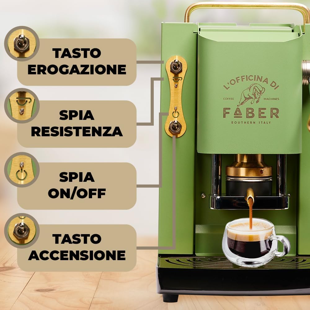 Faber PRO Total Deluxe Kaffeemaschine aus Messing, 44 mm Ese Papier, 1.3 liters, (Weiß)