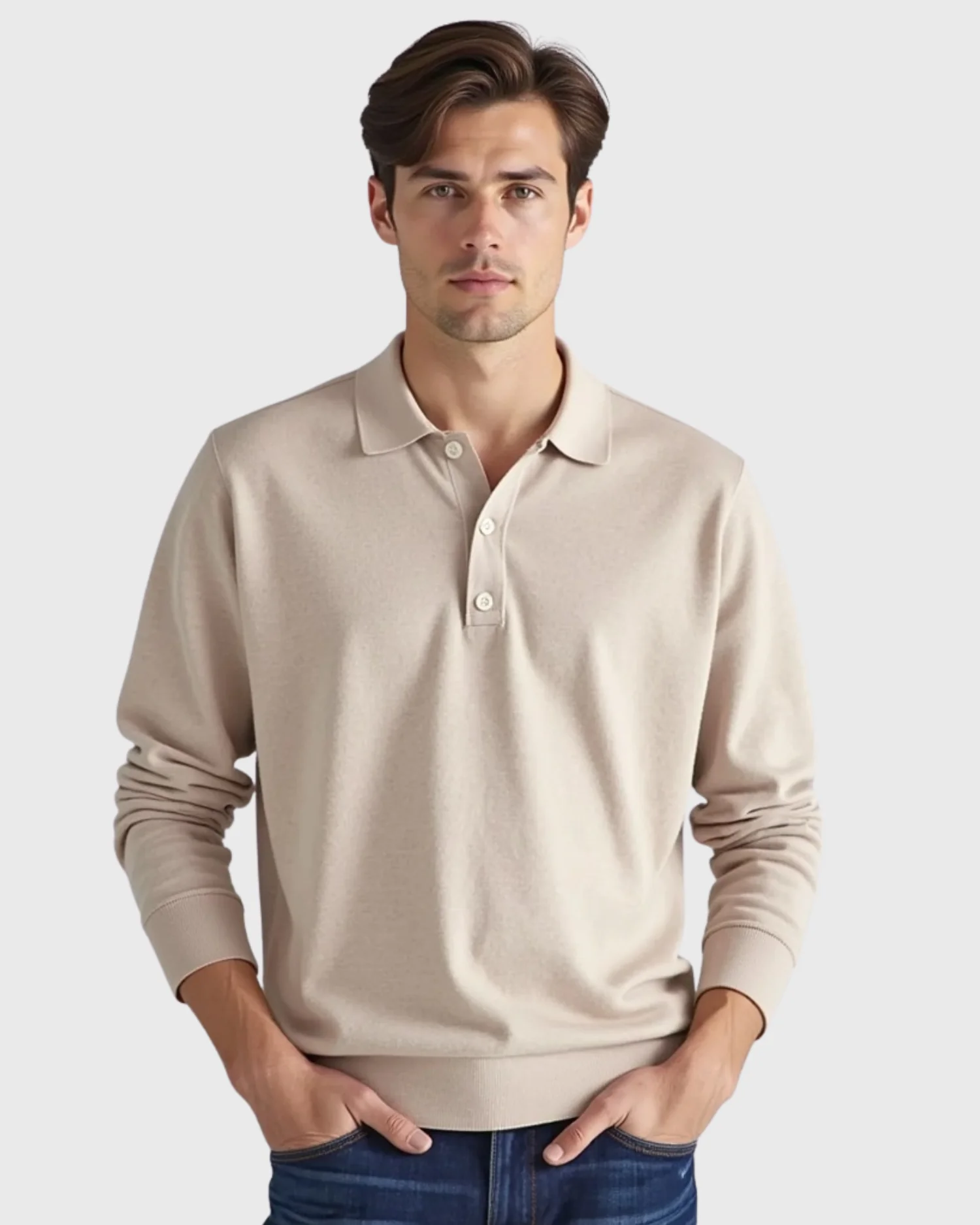 Langarm-Poloshirt f��r Herren mit Knopfleiste