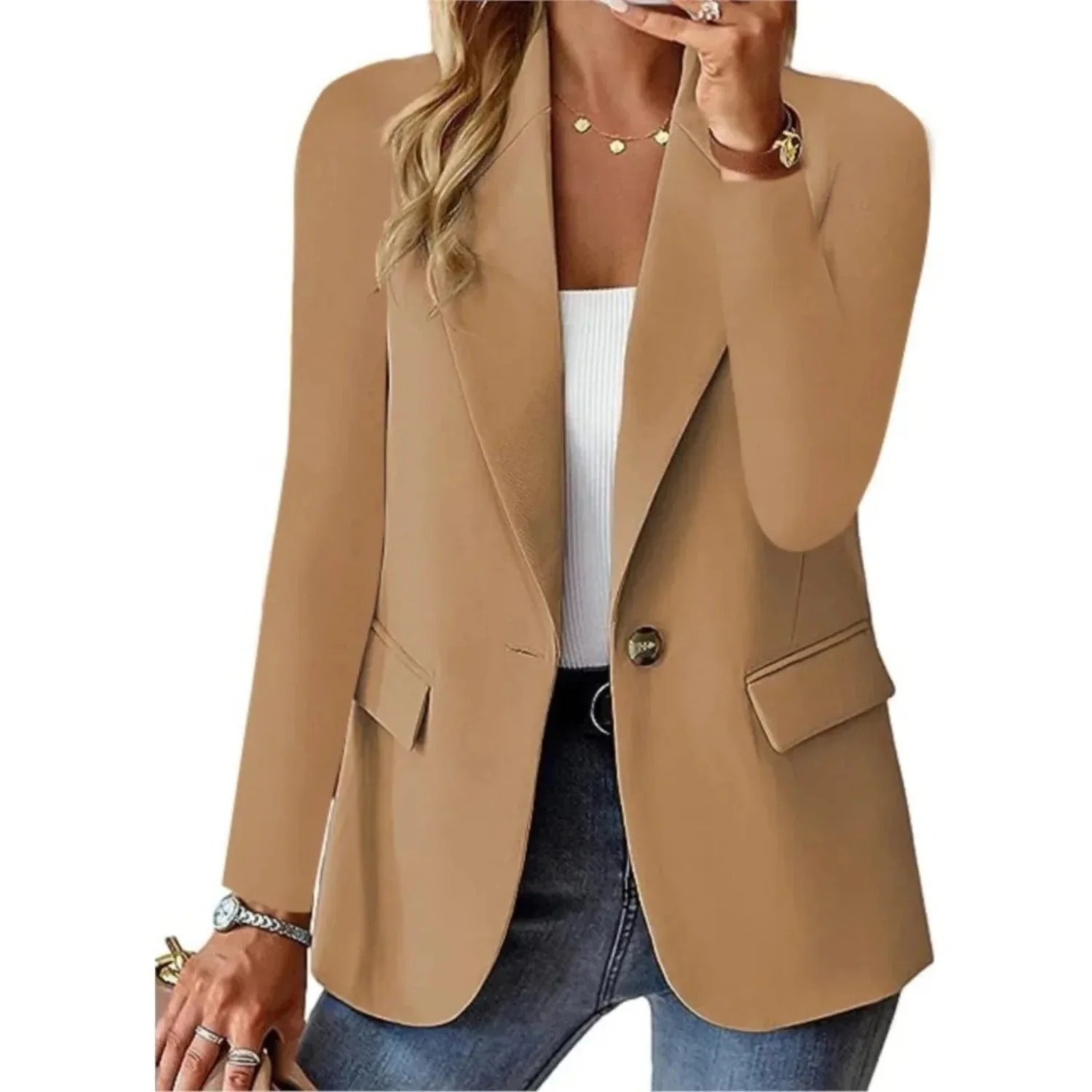 Damen Blazer Tailliert | Bequemer Stretch Blazer f��r Business und Freizeit | Modernes Sakko Figurbetont & Vielseitig