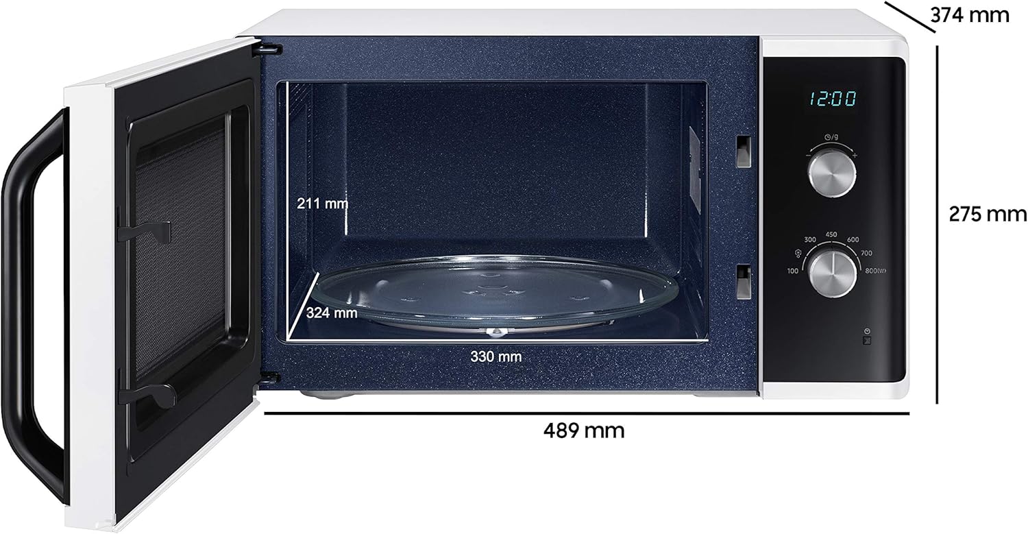 MW3500 Mikrowelle MS23K3614AW/EG / 800 W / 23 L Garraum / 48, 9 cm Breite / Kratzfester Keramik-Emaille-Innenraum / 6 Leistungsstufen / Weiß