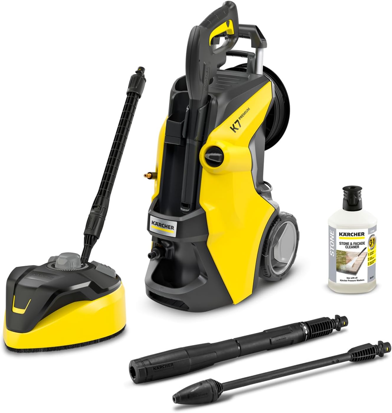 Kärcher Hochdruckreiniger K 7 Premium Power Home, Druck: 180 bar, Durchfluss: 600 l/h, Flächenleistung: 60 m²/h, Leistung: 3.000 W, Schlauchtrommel, mit Pistole, Dreckfräser, Strahlrohr