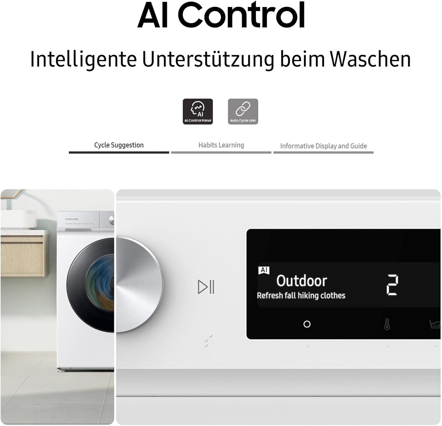 Waschmaschine, 8 kg, 1400 U/min, Ecobubble, Simple Control, WiFi SmartControl, SuperSpeed 59 Min, Inox/Schwarz, WW80T604ALXAS2