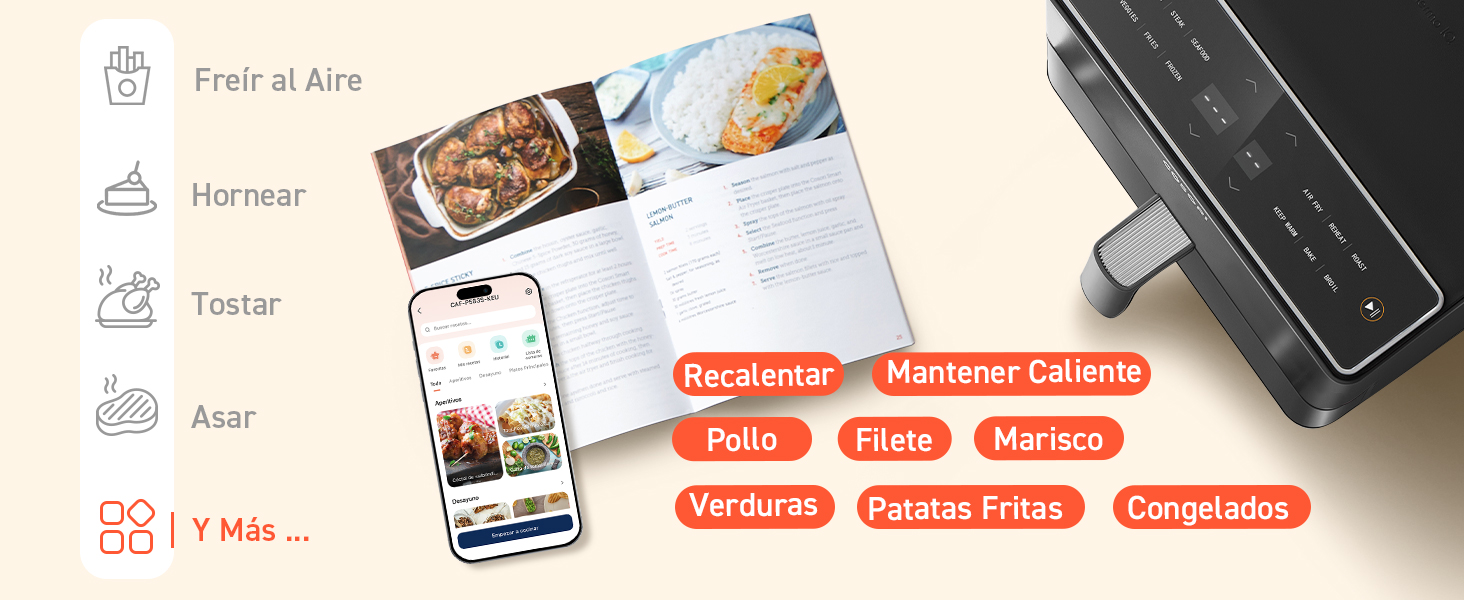 Recalentar Mantener Caliente Pollo Filete Marisco Verduras Patatas Fritas Congelados