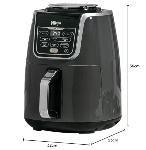 2025 Ninja AF160UK Heteluchtfriteuse MAX, 5,2 l, 6-in-1, zonder olie, Air Fry, Max Crisp, bakken, braden, opwarmen, dehydrateren, familieformaat, digitaal, koken uit de vriezer, anti-aanbaklaag