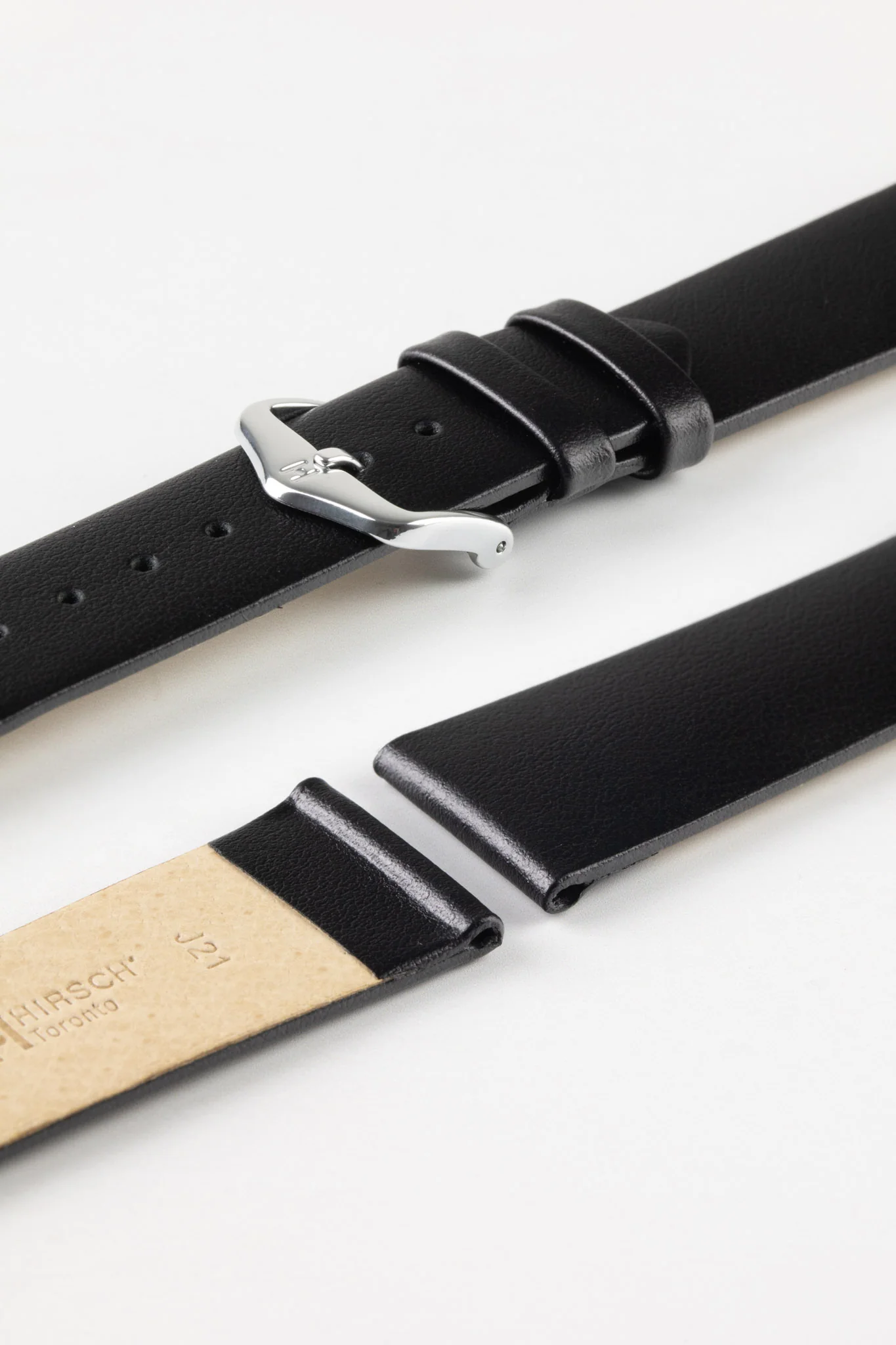 Hirsch TORONTO NQR Fine-Grained Leather Watch Strap in BLACK