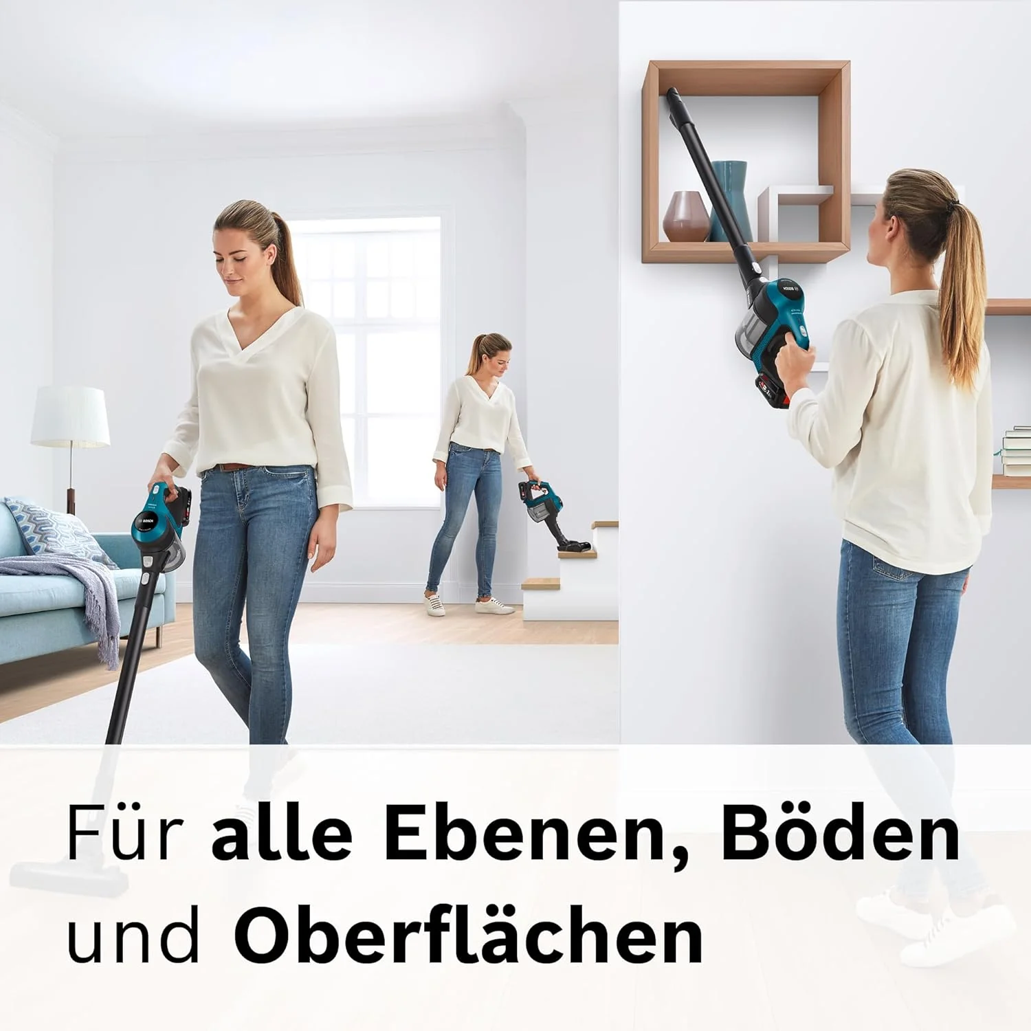 Bosch Draadloze steelstofzuiger Unlimited Serie 6 BKS6111P, draadloos, zakloos, lichtgewicht, hygi?nefilter, hoge zuigkracht, lange gebruiksduur, kierenzuigmond, voor alle vloertypes, blauw