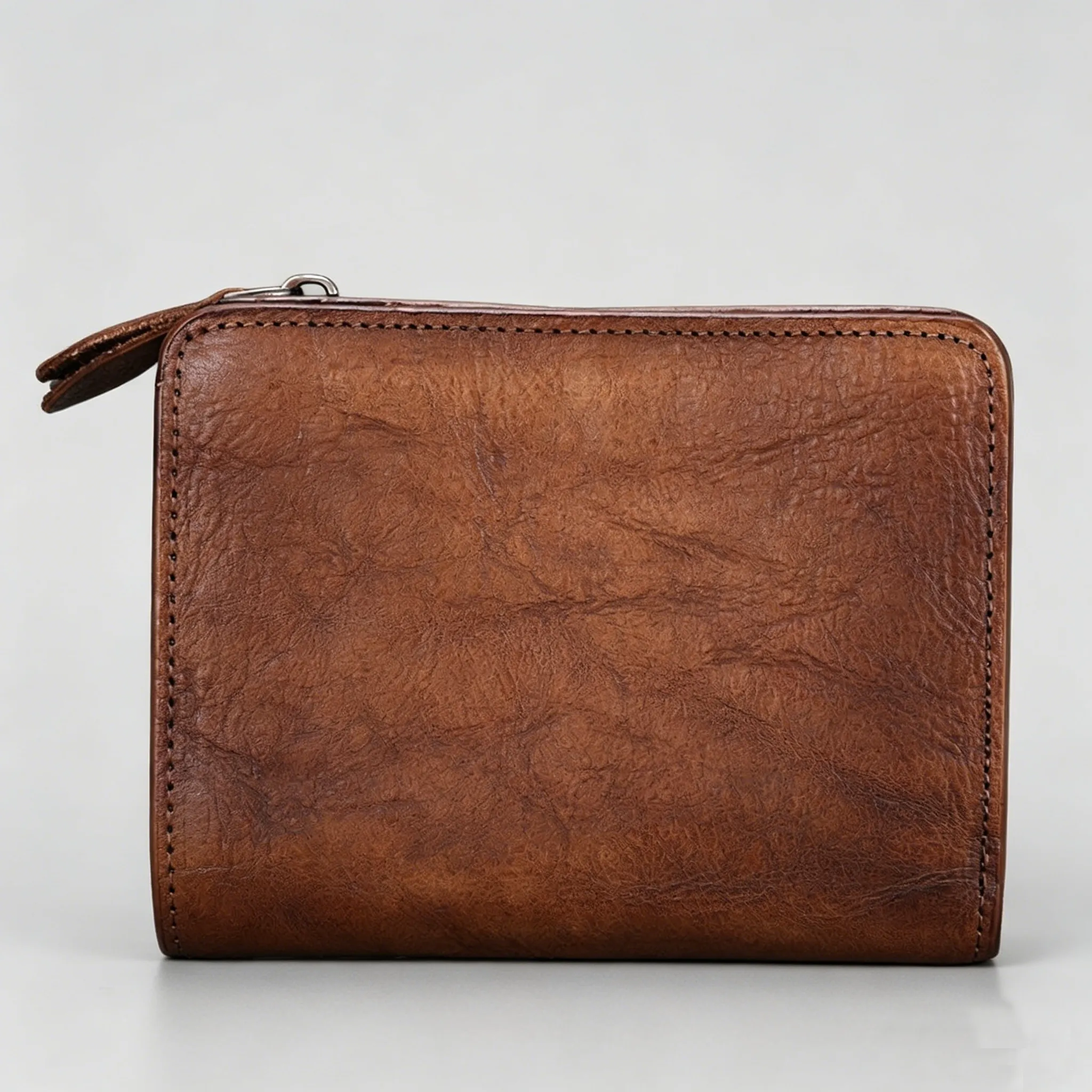 Full Grain Small Zip-Around Leather Wallet Card Holder