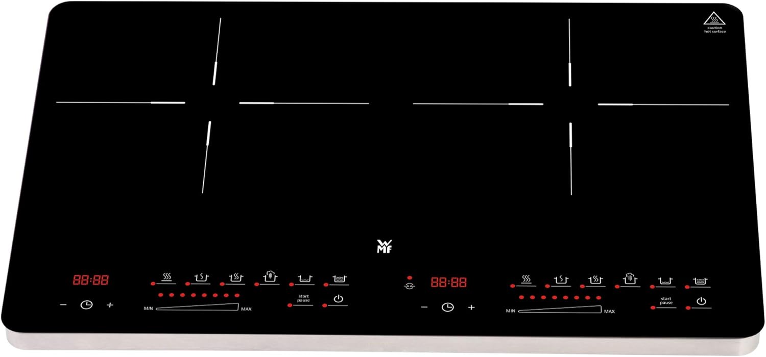 WMF Kult X Doppel- Induktionskochfeld 2 Platten, Kochplatte bis 28 cm, 2 Kochzonen, 8 Stufen, Topferkennung,Touch-Display, Glaskeramik, Timer-Funktion, 3500 W