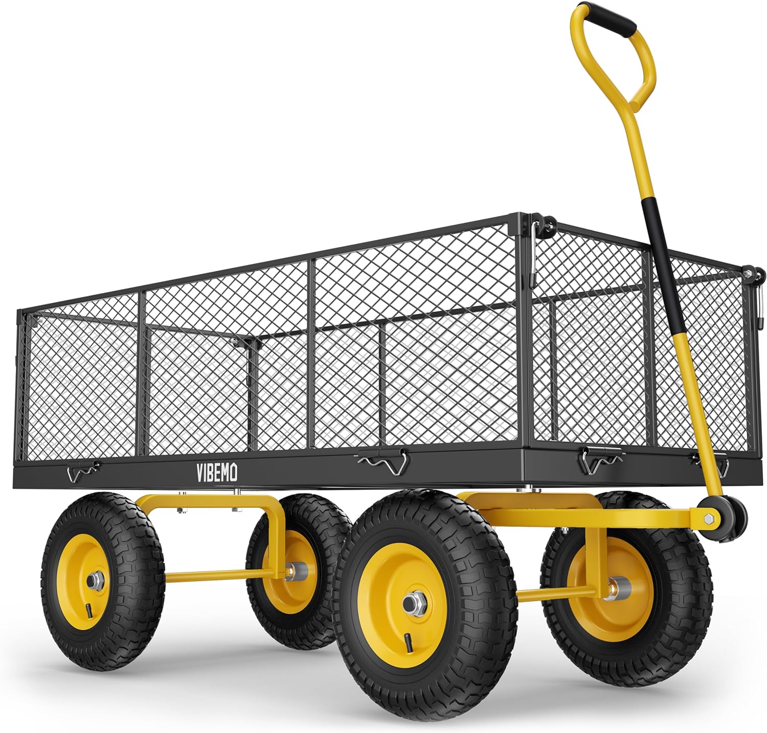 Steel Garden Cart, 2-in-1 1400 lbs Heavy Duty Utility Wagon, with Removable Mesh Sides to Convert into Flatbed, 240�� U-Turn 13