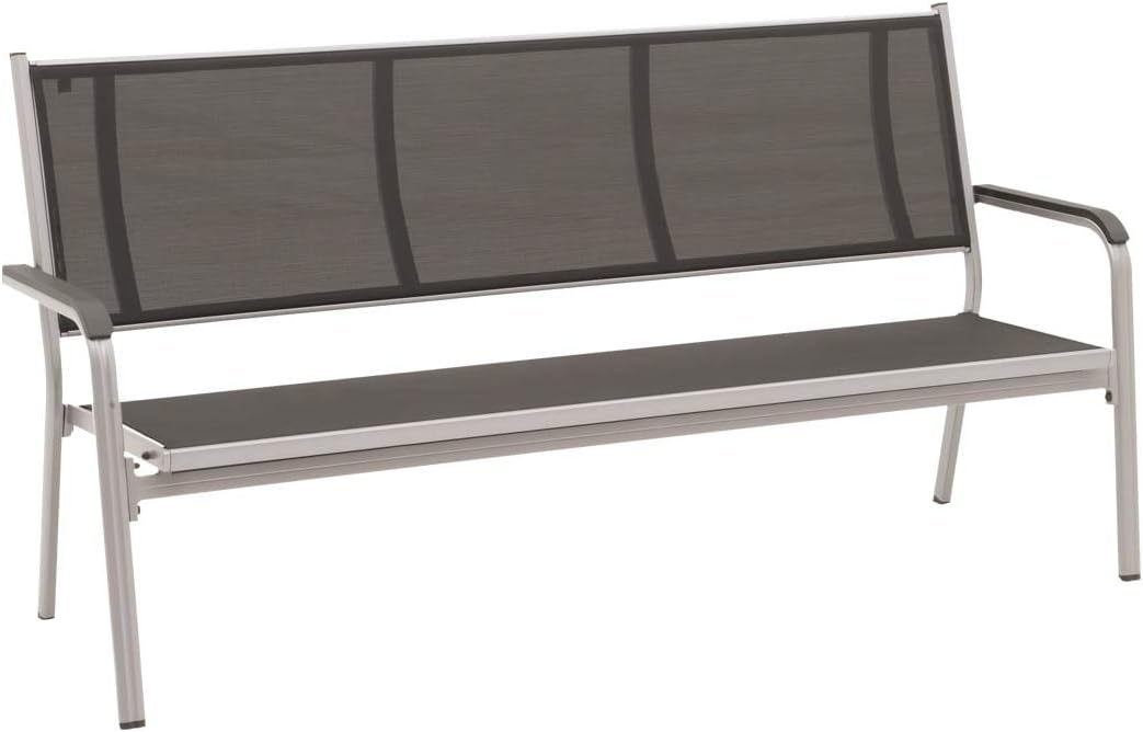 Kettler BasicPlus 3er Bank, Silber/anthrazit, Alu/Textilene, 67 x 97 x 191, 0310612-0000