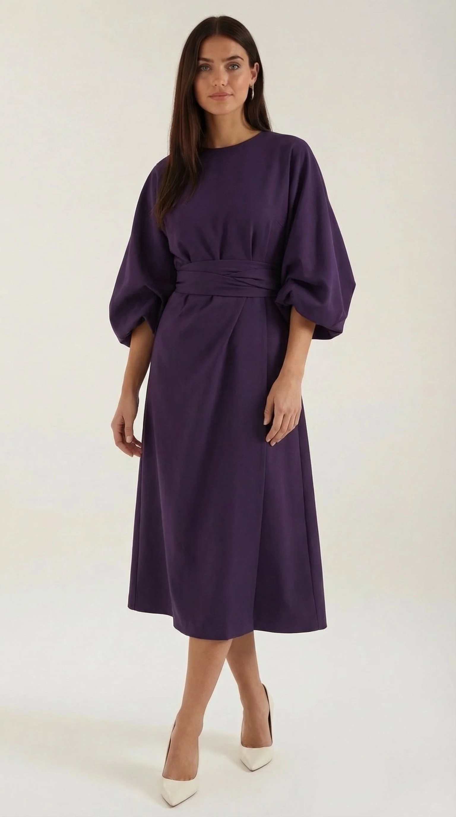 Midikleid mit Ballon?rmeln