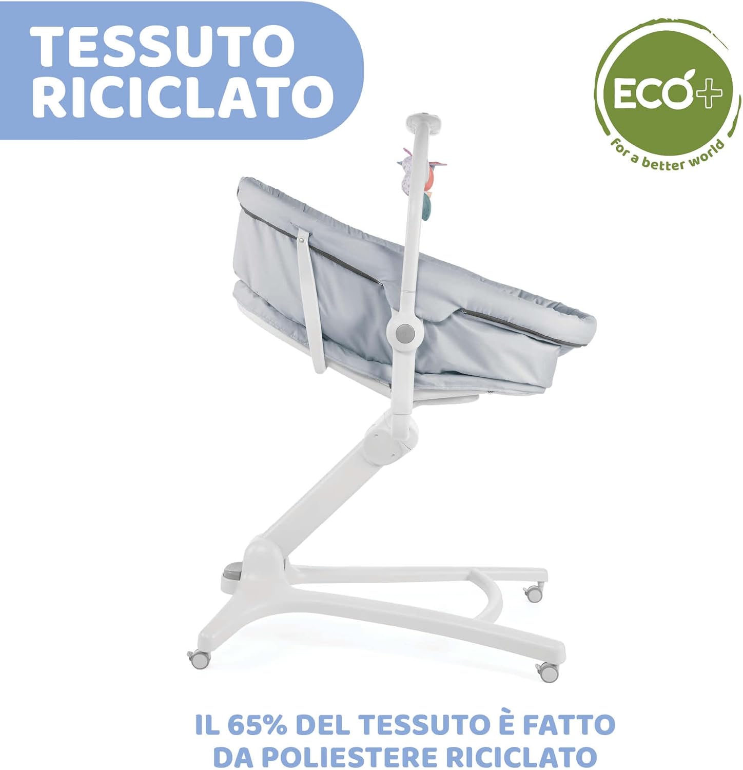 Chicco Baby Hug 4 in 1 Stubenwagen ab 0 Monate, Erhöhte Babyliege, Babybett, Hochstuhl mit Spielbogen, bis 15 kg, Verstellbare Rückenlehne, Verstellbare Höhe und 4 Räder