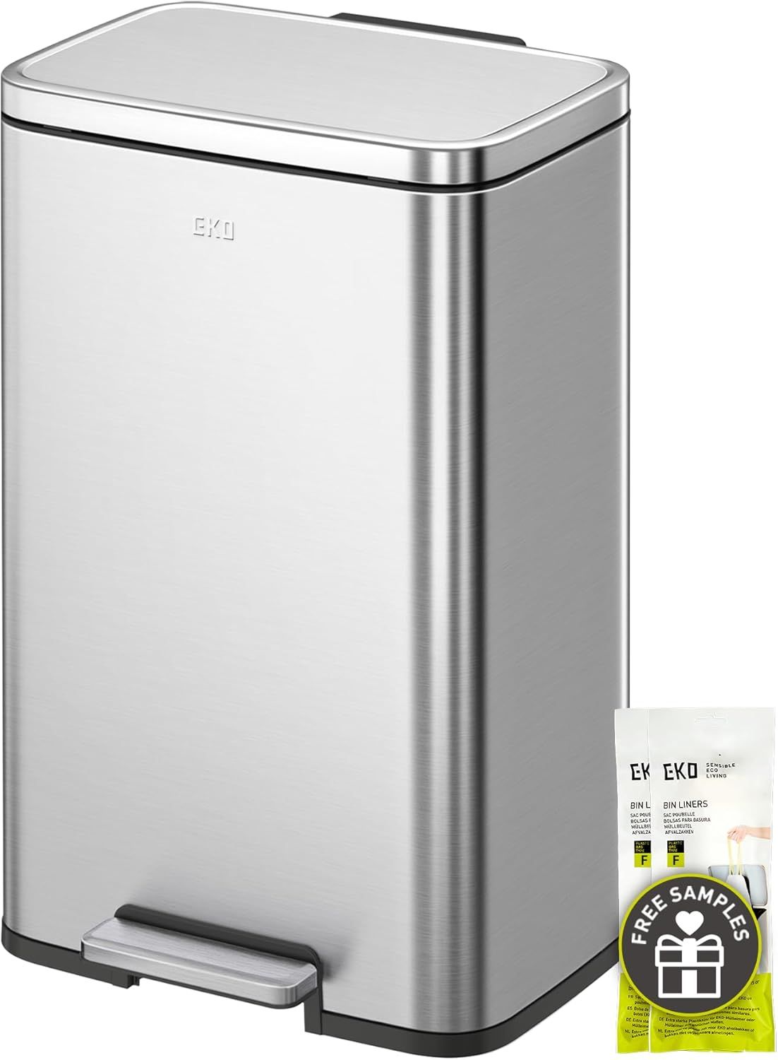 EKO Madison Step Trash Bin 50L with Fingerprint Resistant Stainless Steel