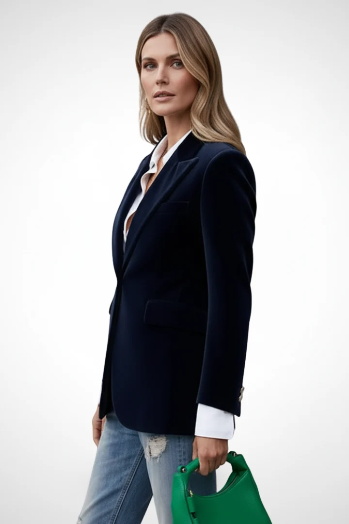Damenblazer mit Revers und Einknopf-Verschluss