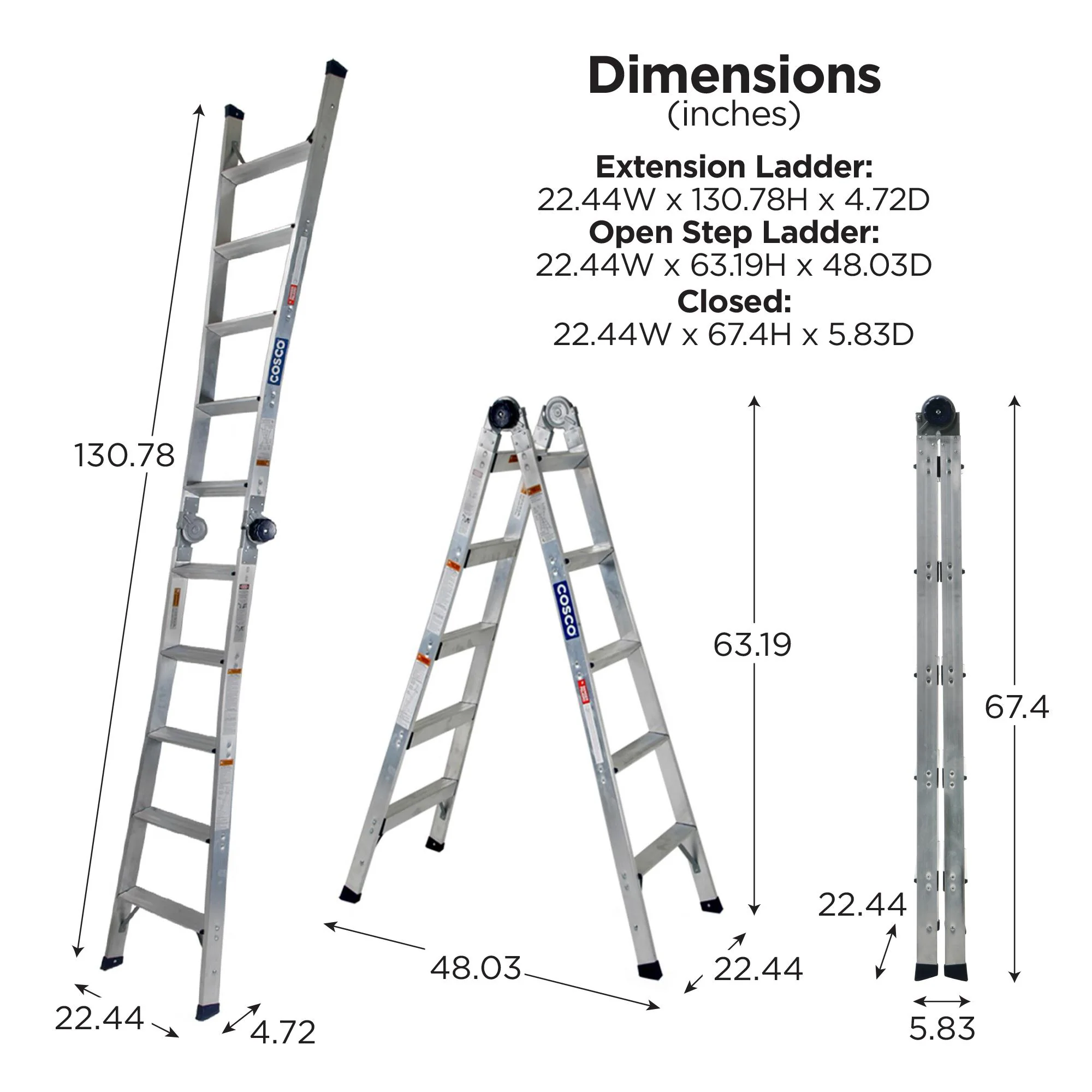 2-in-1 Trap- en Uitklapladder, Bereik 2,64 m