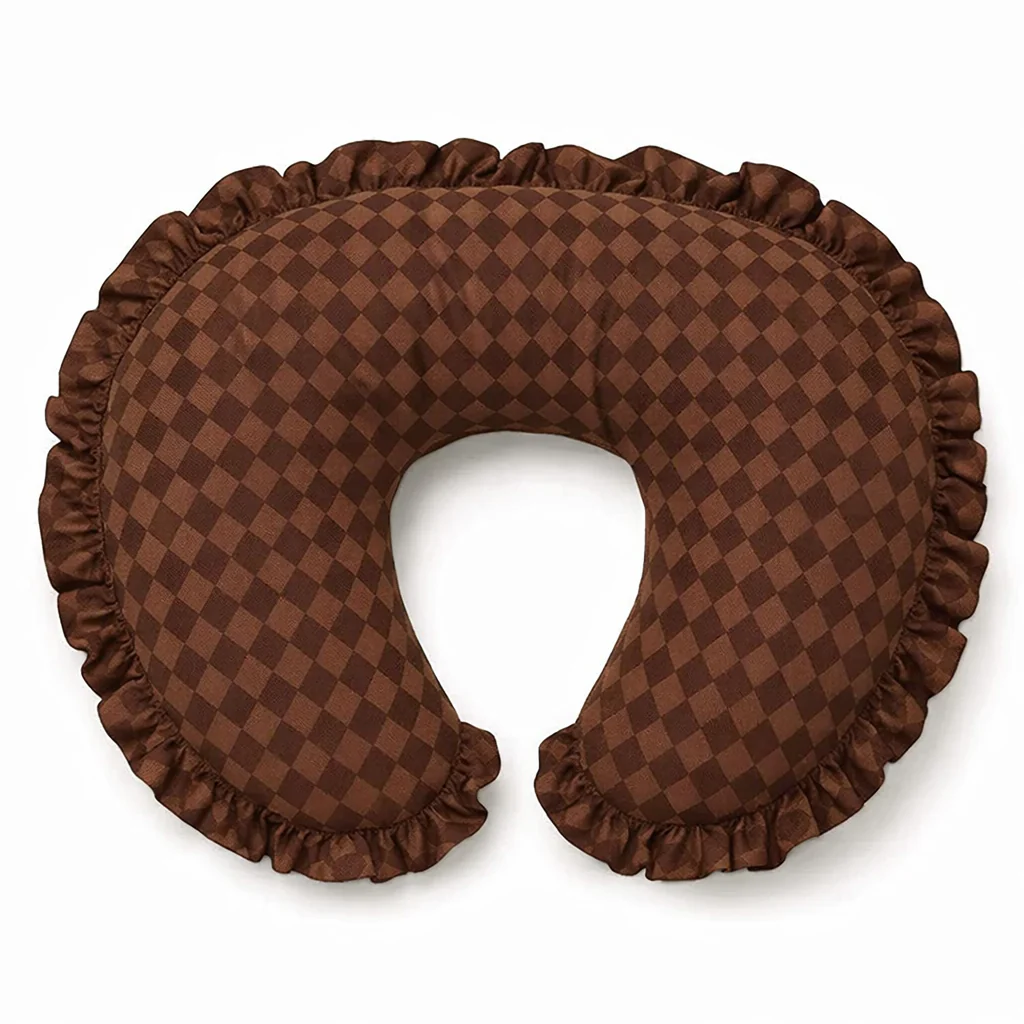 Brown Diamond Ruffle Nursing Pillow Cover
