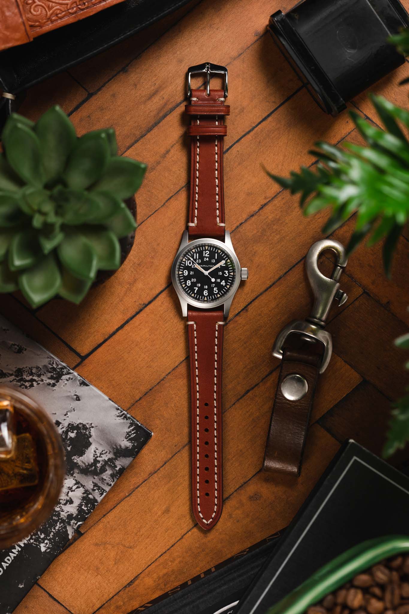 Hirsch LIBERTY Leather Watch Strap in GOLD BROWN