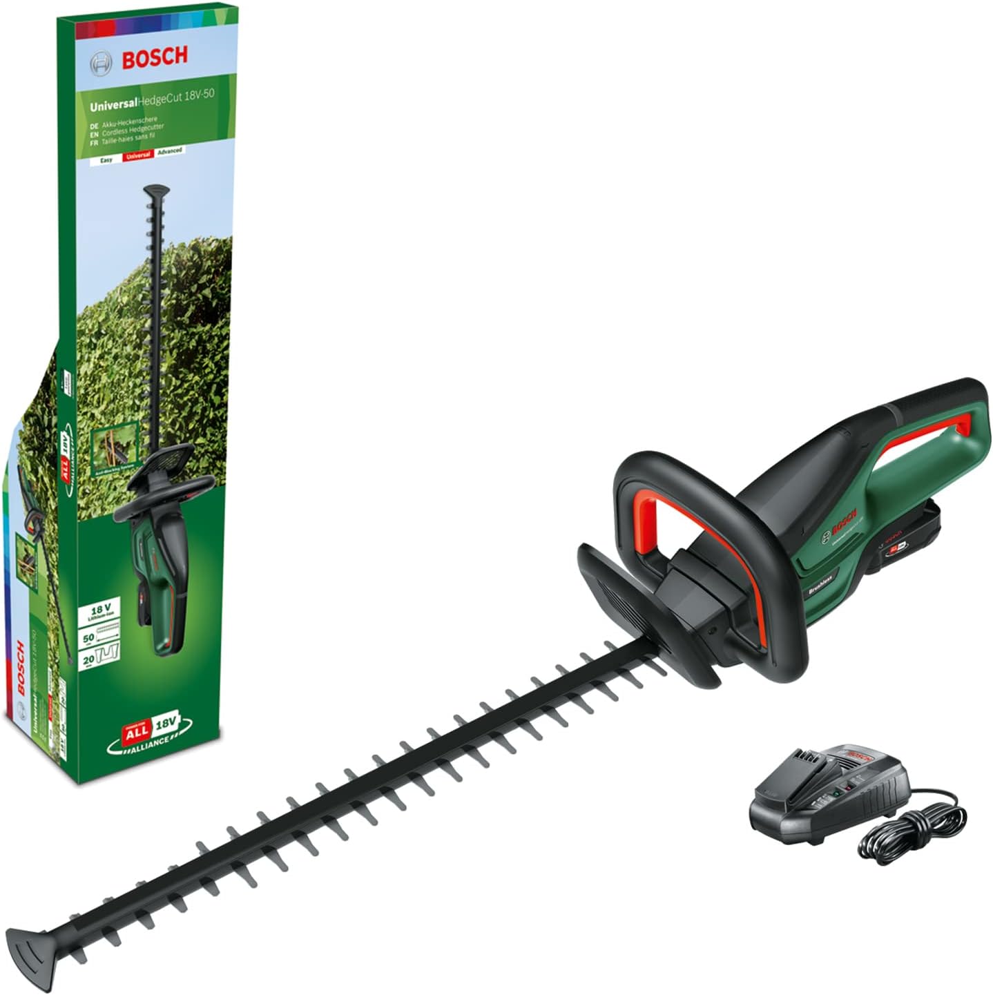 Bosch Akku Heckenschere AHS 50-20 LI (1x Akku, 18 Volt System, Hublnge: 20 mm, im Karton)