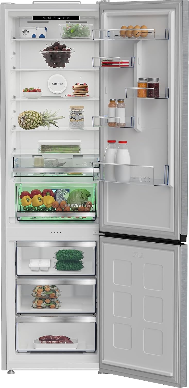 Beko Kühl- Gefrierkombination B5RCNA416HXB, 415 Liter Nutzinhalt, 203,5 cm hoch, Wechselbarer Türanschlag, 297 l Kühlen, 118 l Gefrieren, 3 Gefrierschubladen, 35 dB, Manhatten Gray