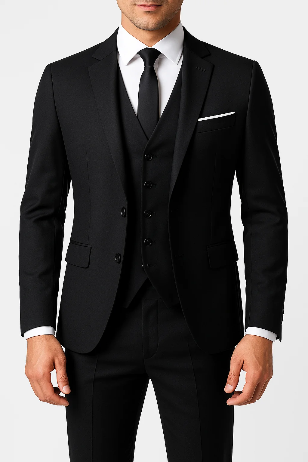 Eleganter dreiteiliger Herrenanzug im Slim-Fit-Schnitt f��r Hochzeiten und Bankette