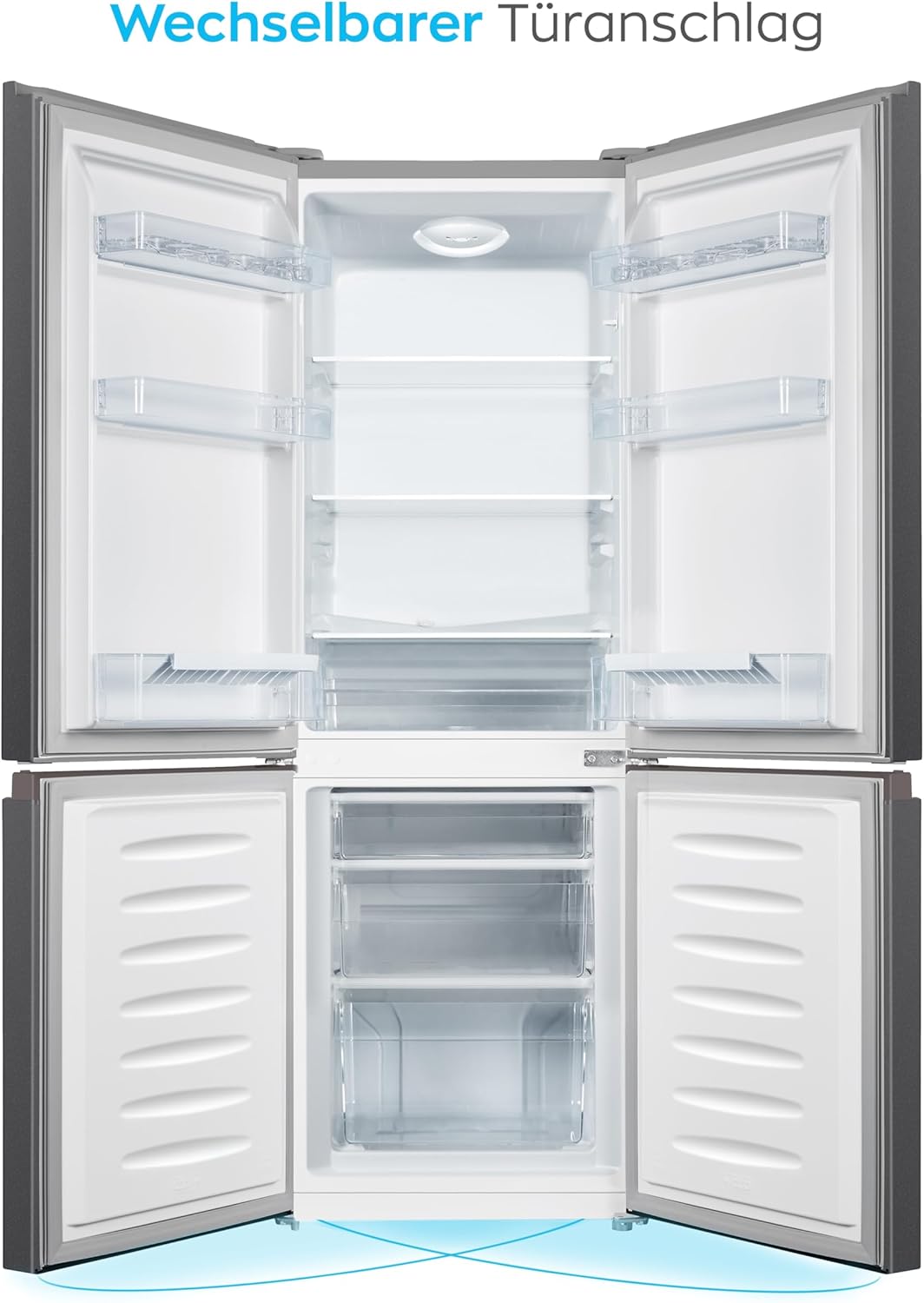 Heinrichs Fridge Freezer Combination 175 Litres, Cooling Volume 122 L, Freezer 53 L, LED Interior Lighting, Fridge Door Hinge, Changeable, Quiet 39 dB, Large Freezer Boxes, 7 Temperature Levels, inox