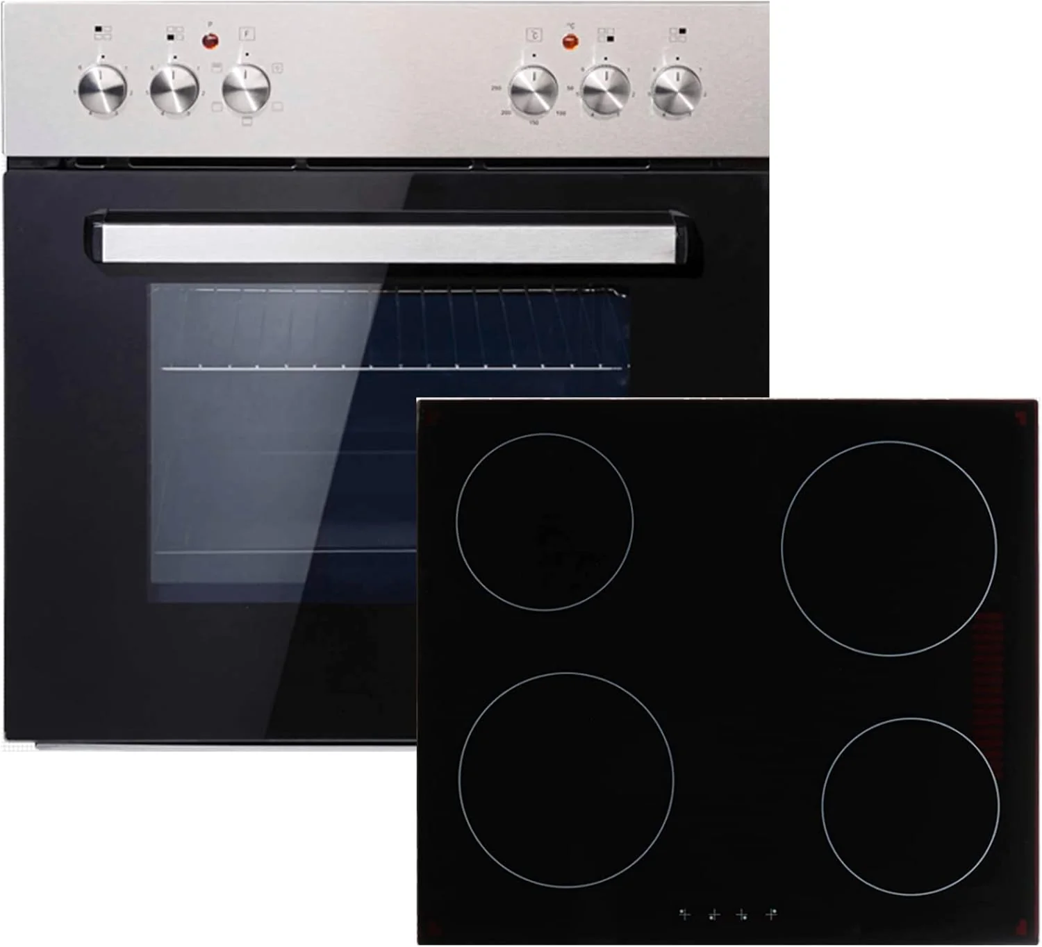PKM Inbouwset BIC3-IGKIX-2 | RVS-front | Glaskeramische kookplaat 60cm | 3 ovenfuncties | Energie-effici?ntieklasse A