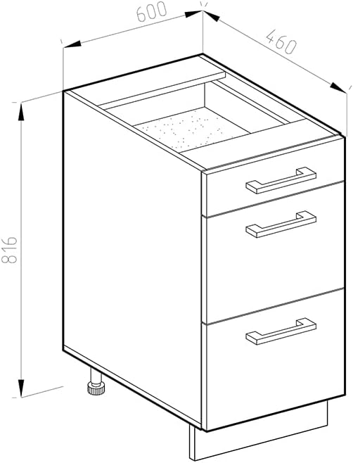 Vicco Küchenunterschrank R-Line, Weiß Hochglanz/Weiß, 60 cm mit Schubladen, ohne Arbeitsplatte