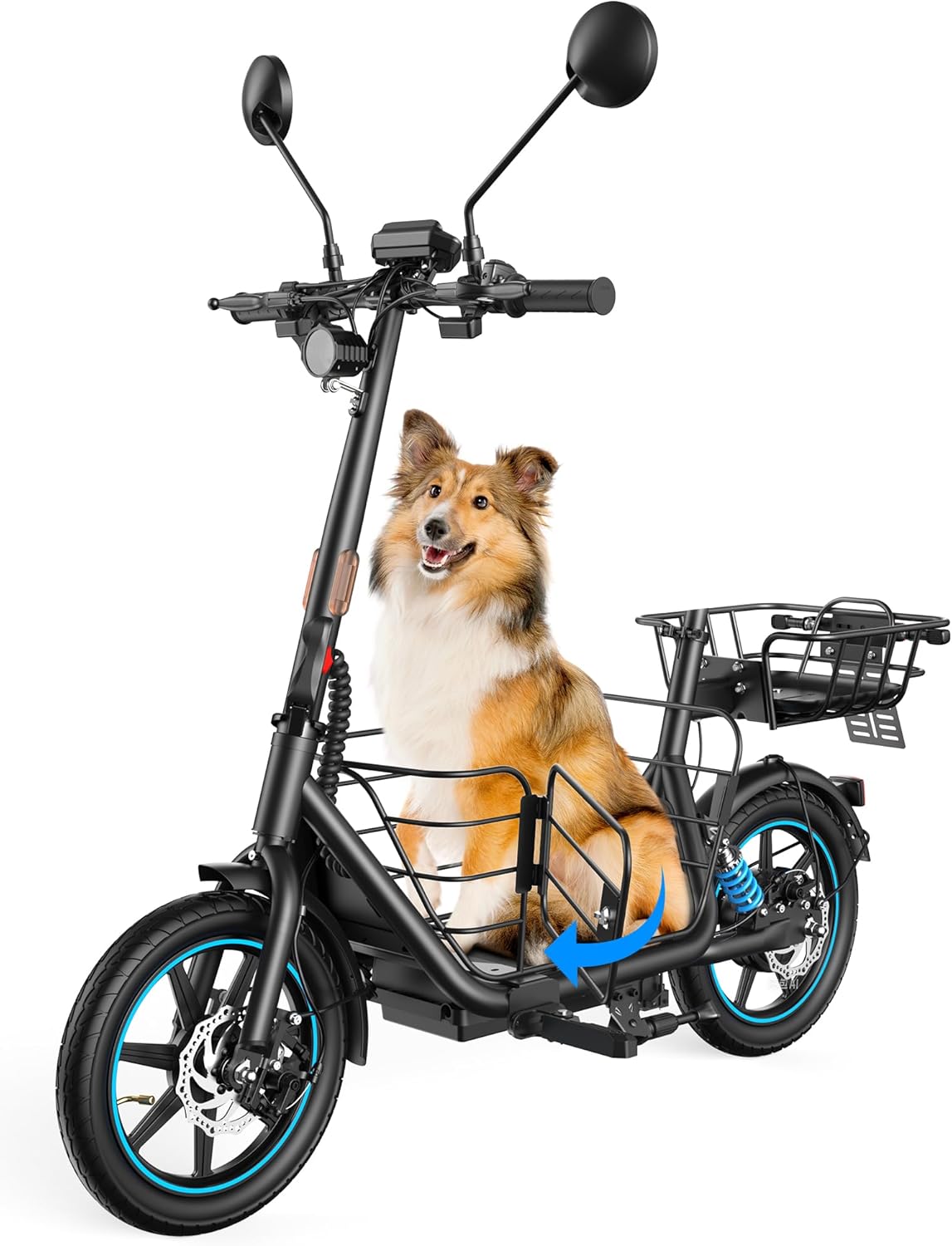 Gyroor E-Scooter mit Straßenzulassung für Erwachsene 500W Motor,Elektro Scooter mit Haustierkorb 20 km/h, Doppelfederung E Roller mit UL2272, 32 km Reichweite