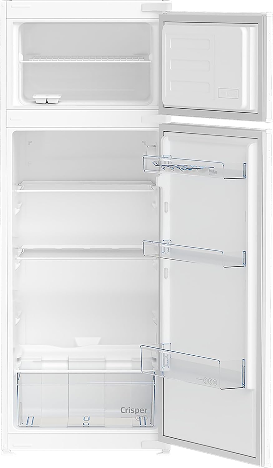 Beko BDSA250K4SN b100 Integrierbare Kühl-/Gefrierkombination, 220 l Nutzinhalt, 176 l Kühlen, 44 l Gefrieren, 145er Nische, Schlepptürtechnik, 37 dB, Einbau-Gerät, weiß