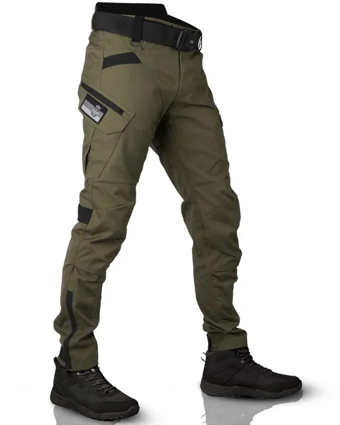 Taktische Hose f��r Herren | Funktionale Cargo Hose mit integriertem G��rtel und verst?rkten Knien f��r Outdoor und Arbeit