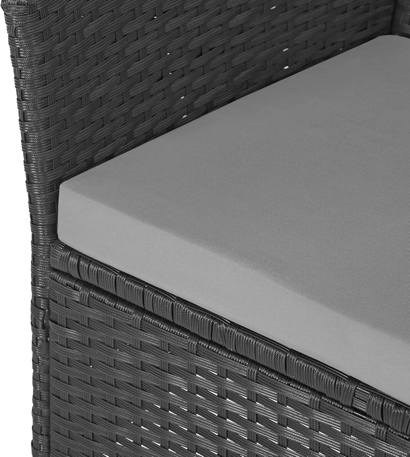 SVITA Chicago Sitzbank Polyrattan Garten-Bank Rattan Gartenmöbel Schwarz