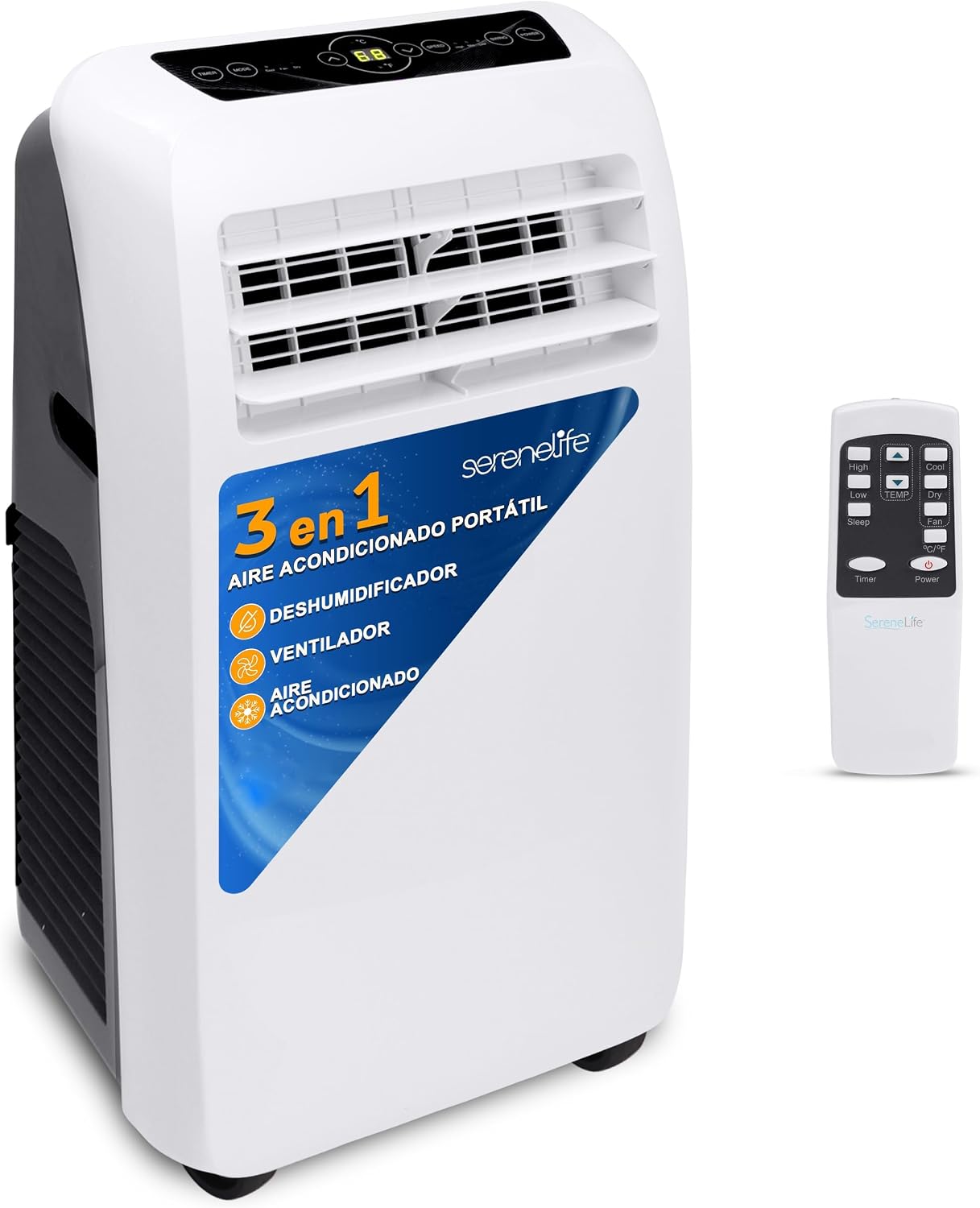 SereneLife Mobile Klimaanlage 4 kW 9000 BTU – L52 dB Leises Klimagerät für Schlafzimmer bis 20 m², Angenehme Kühlung an heißen Tagen, mit Entfeuchter, Lüfter & Fernbedienung