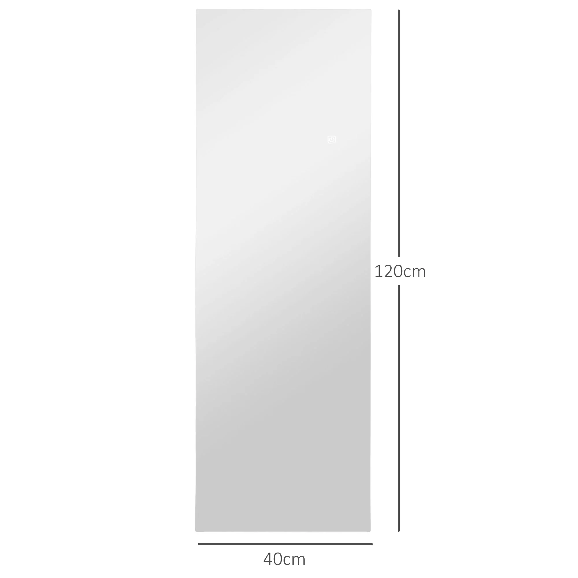 HOMCOM LED Volledige lichaamsspiegel, dimbaar, randloos, Touch-bediening, 40 x 120 cm