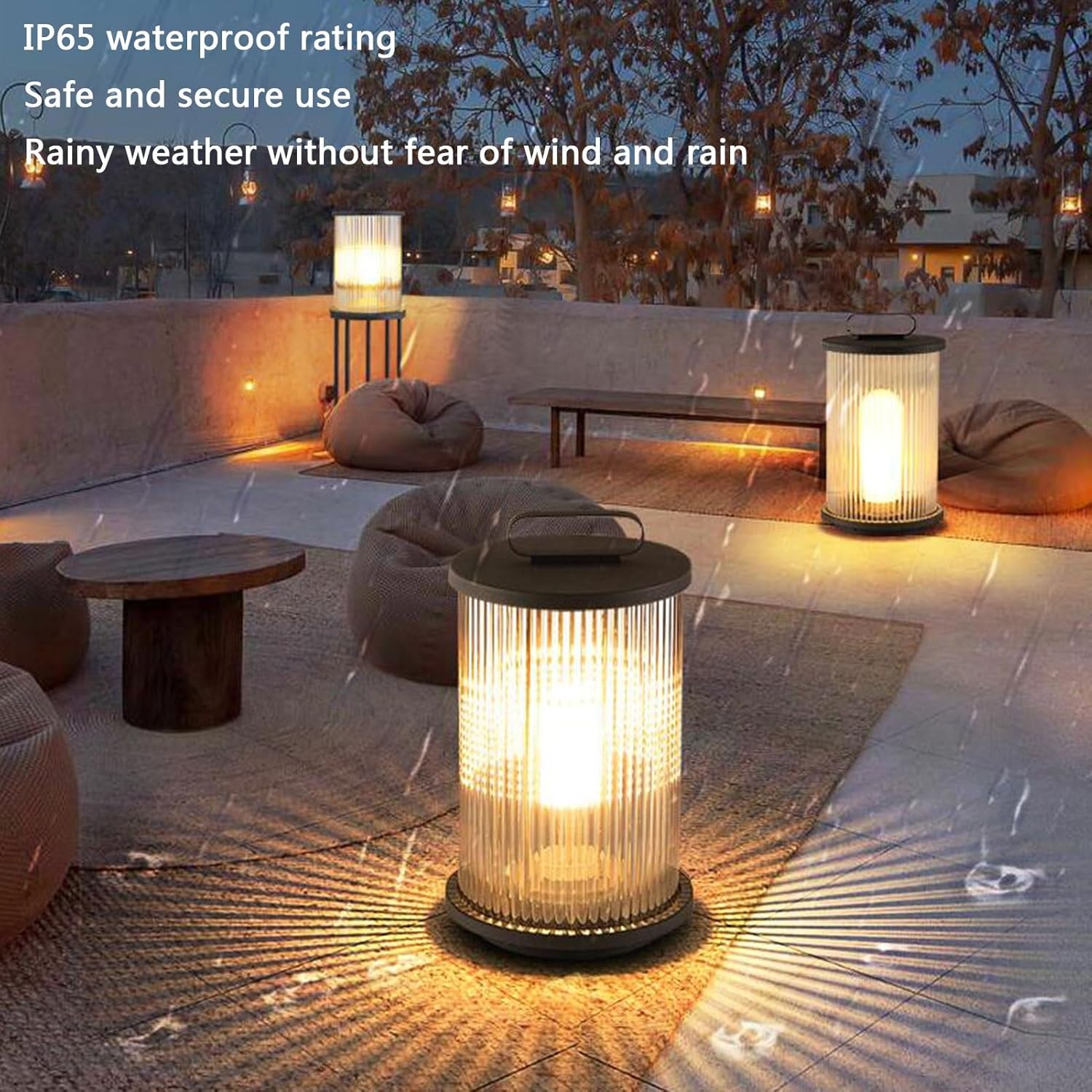 Wasserdichte Outdoor-Pil-Lampe, schlankes Edelstahl- und Glas-Design für Garten, Weg, Terrasse, Beleuchtung, elegante, wetterbeständige Beleuchtung