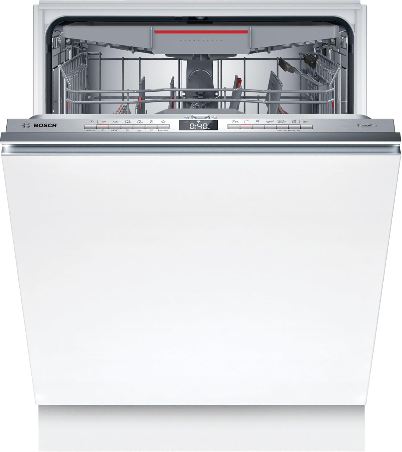Bosch SMU4ETS08E, Serie 4, Smarter Unterbau-Geschirrspüler 60 cm, Besteckkorb, Spülmaschine mit Programmassistent, besonders Leise, höhenverstellbarer Oberkorb, Automatische Türöffnung, Edelstahl