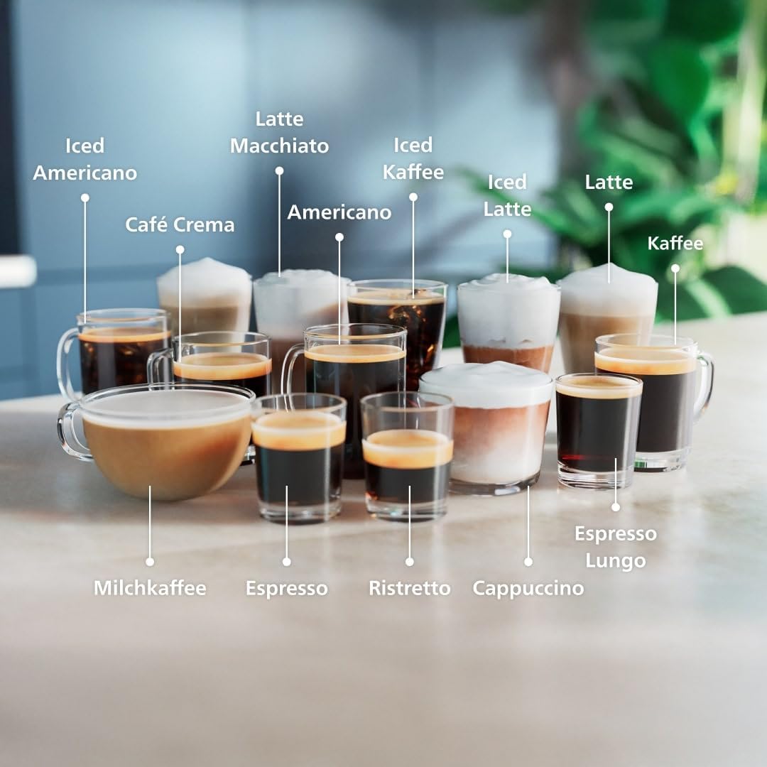Philips Serie 5500 Kaffeevollautomat – LatteGo Milchsystem, 20 heiße und kalte Kaffeespezialitäten, 40% leiser mit SilentBrew, QuickStart, Grau (EP5544/50)