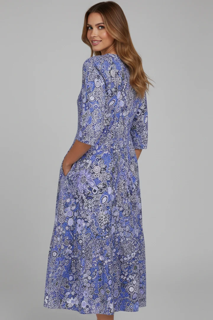 Damen-Midikleid mit V-Ausschnitt und Dreiviertel?rmeln