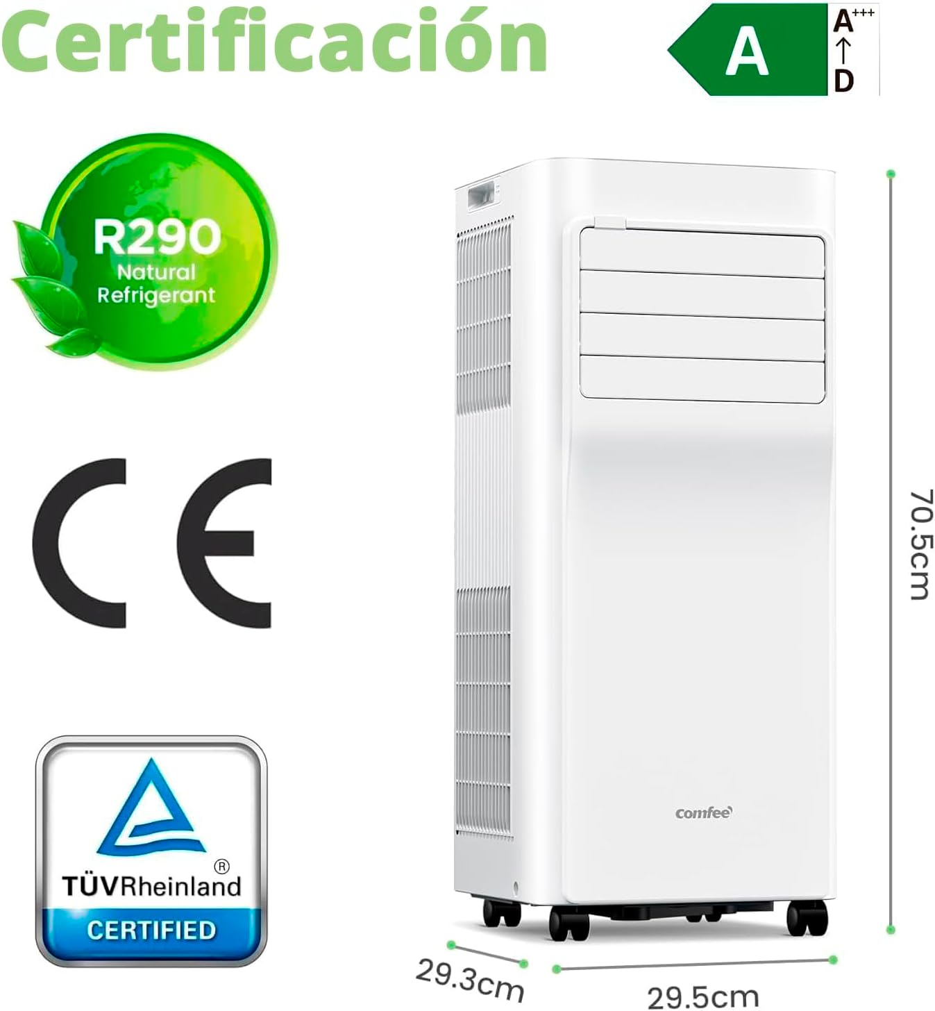 COMFEE Penguin Portable Air Conditioner 7000 BTU/1800 Frigoriías Breezy Cool Pro – Air Conditioner Without Outdoor Unit, Low Consumption, App Control and Window Kit – Cools, Ventilates and