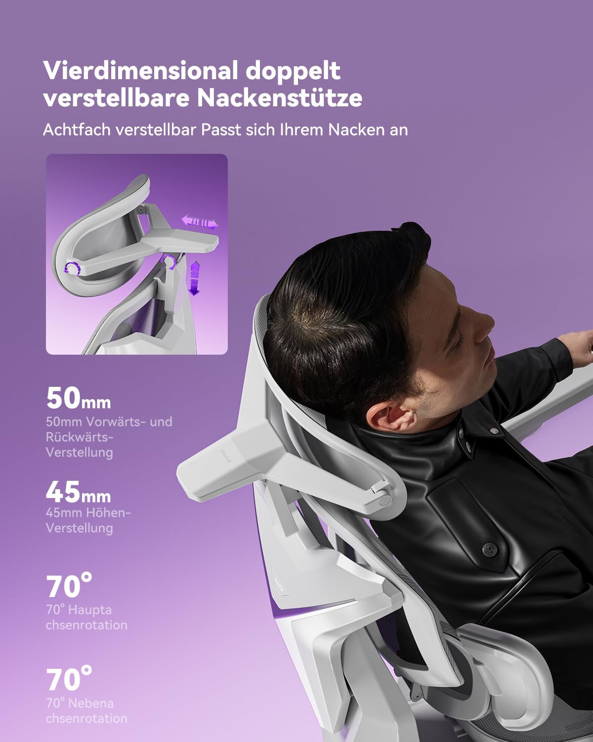 AutoFull G7 Ergonomischer Gaming Stuhl, Gaming-Stühle mit Dynamischer Lendenstütze, 720° Doppelachsen-Dreharmlehnen, 140° Rückenlehnen-Neigung & 4D-Nackenkissen (Weiß)