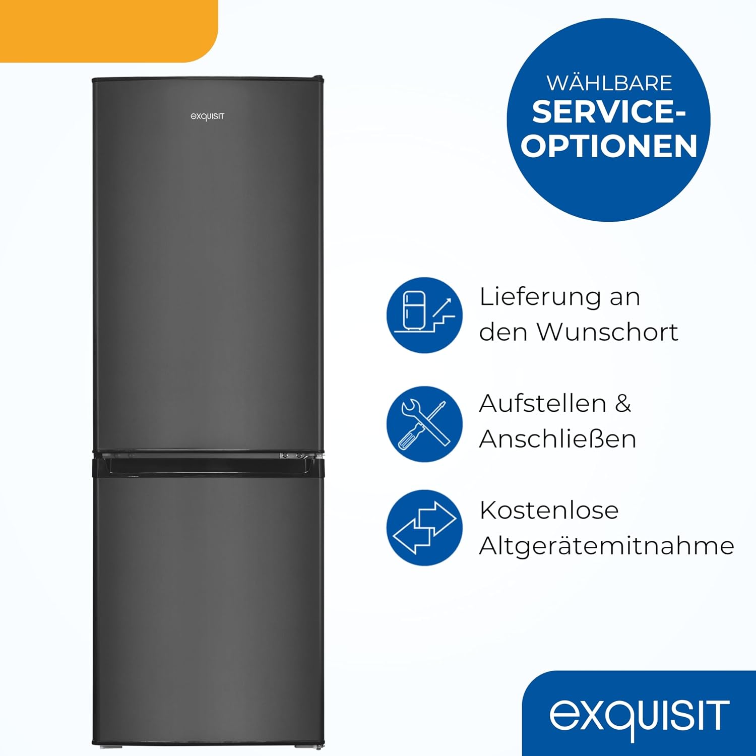 Exquisit Kühl-Gefrierkombination KGC5232, 173 l Nutzinhalt, Energieklasse C, 40 dB, Inoxlook, 4-Sterne-Gefrierfach 52 l, 142,5 x 49,5 x 56,0 cm
