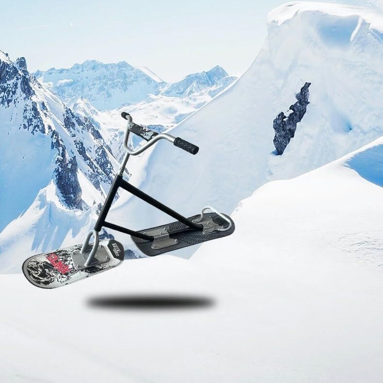 Snow Scooter – Verstärkter Rahmen aus Aluminiumlegierung, leichtes Design, Heckski mit 360°-Lenkgriff, ideal für Backcountry Trails und gepflegte Pisten