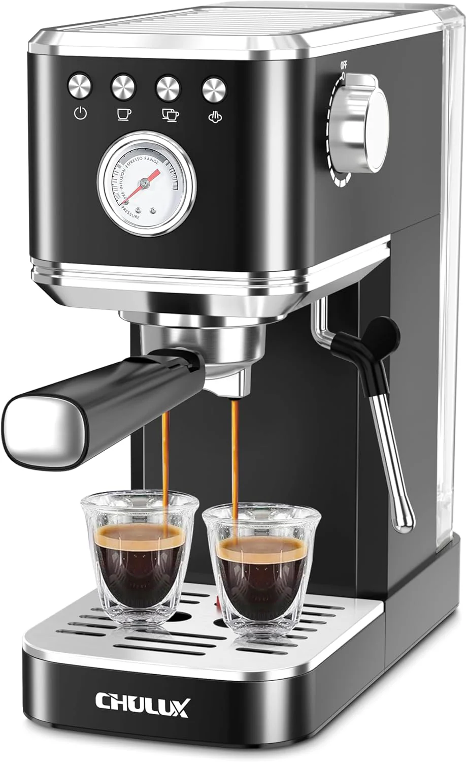 CHULUX Slim Espresso Machine with Milk Frother, 20 Bar Professional Italian Pump Espresso Coffee Machine