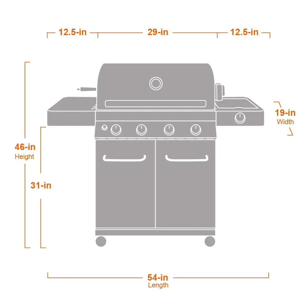 Monument Grills 17842 Stainless Steel 4 Burner Propane Gas Grill with Rotisserie