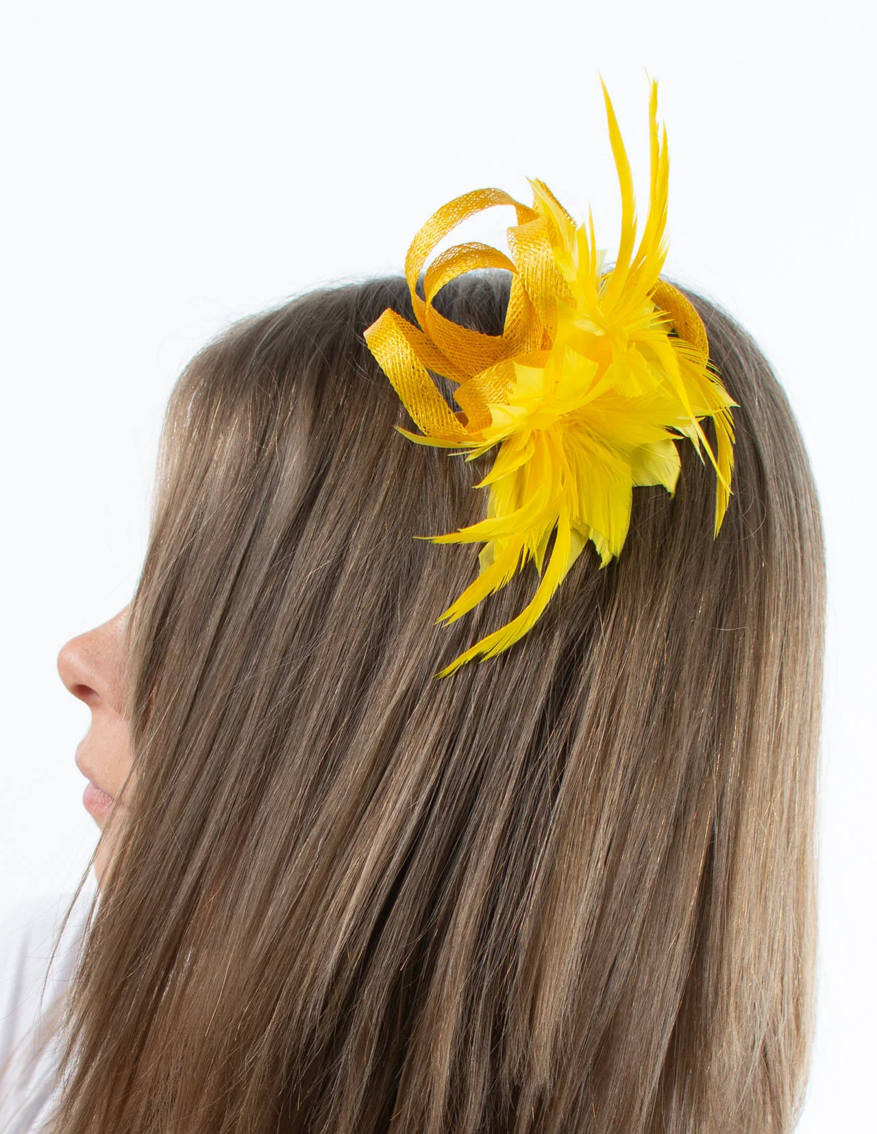 Fascinator | Small Feather Brooch | Yellow