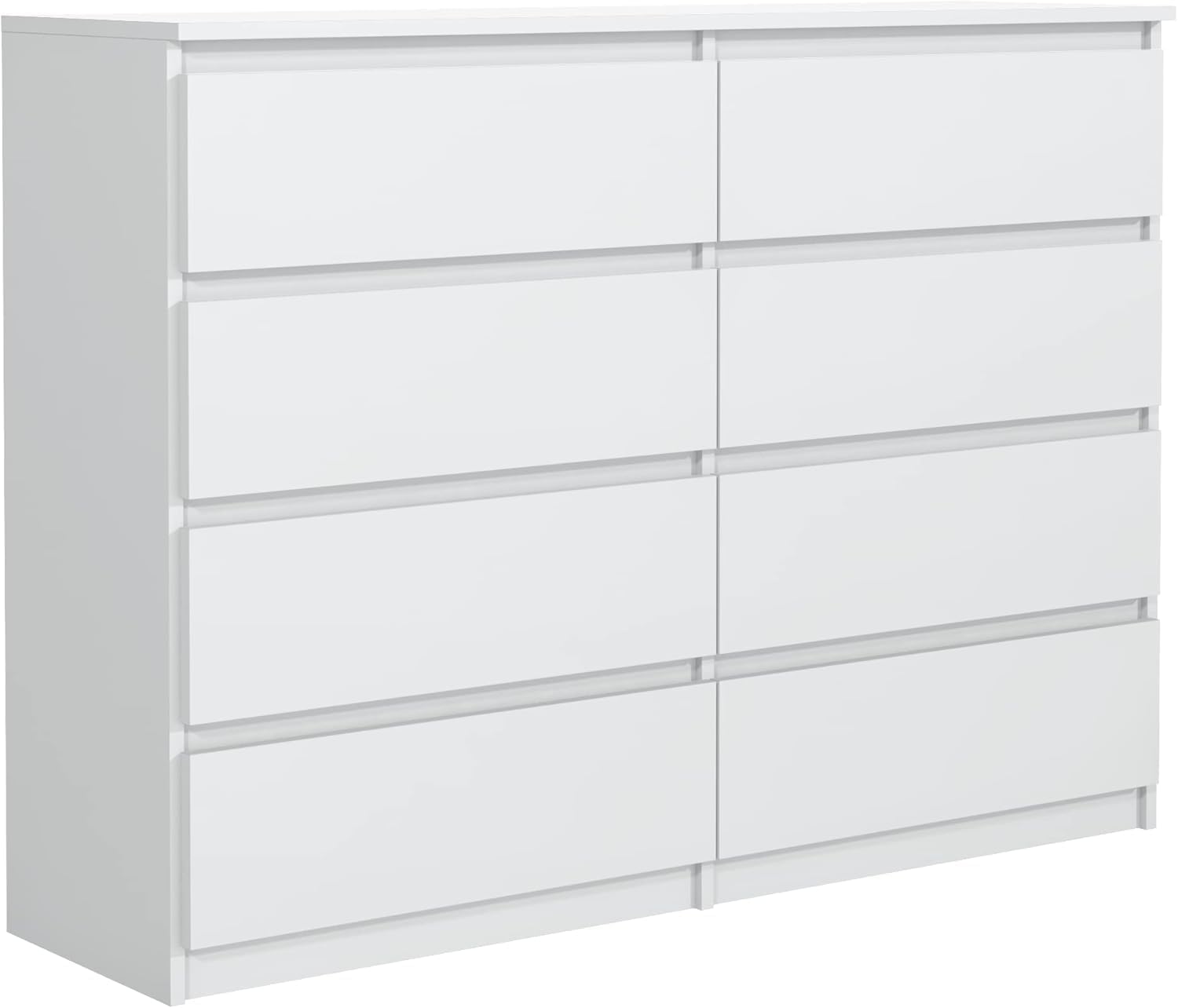 meble masztalerz Kommode Weiss Matt mit 8 Schubladen - 138,5 x 101,5 x 39 cm - Sideboard Wohnzimmer, Schlafzimmer - Schubladenschrank - Komodenschrank