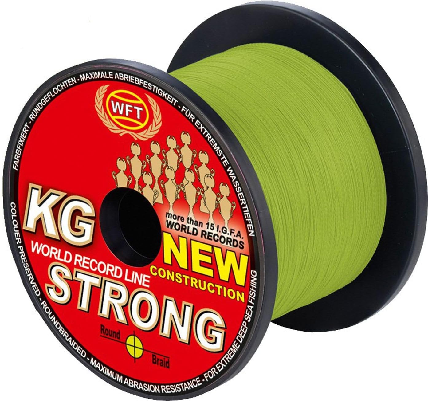 WFT 51KG Strong Schnur Chartreuse 0,32mm 1000m, geflochtene Schnur, Angelschnur, Meeresschnur